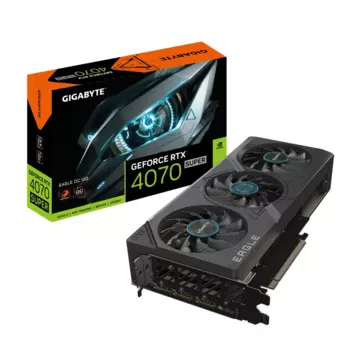 Видеокарта GIGABYTE NVIDIA GeForce RTX 4070 Super EAGLE OC, 12Gb GDDR6X, 192 бит, PCI-E, HDMI, 3DP, Retail (GV-N407SEAGLE OC-12GD)
