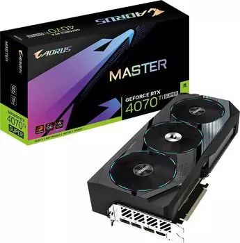 Видеокарта GIGABYTE NVIDIA GeForce RTX 4070Ti SUPER AORUS MASTER , 16Gb GDDR6X, 256 бит, PCI-E, HDMI, 3DP, Retail (GV-N407TSAORUS M-16GD)
