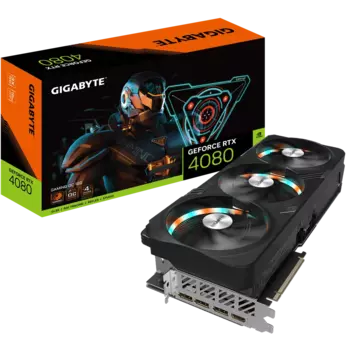 Видеокарта GIGABYTE NVIDIA GeForce RTX 4080 GAMING, 16Gb GDDR6X, 256 бит, PCI-E, HDMI, 3DP, Retail (GV-N4080GAMING-16GD)