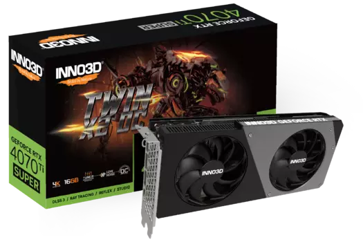 Видеокарта Inno3D NVIDIA GeForce RTX 4070Ti SUPER TWIN X2 OC, 16Gb GDDR6X, 256 бит, PCI-E, HDMI, 3DP, Retail (N407TS2-166XX-186156N)