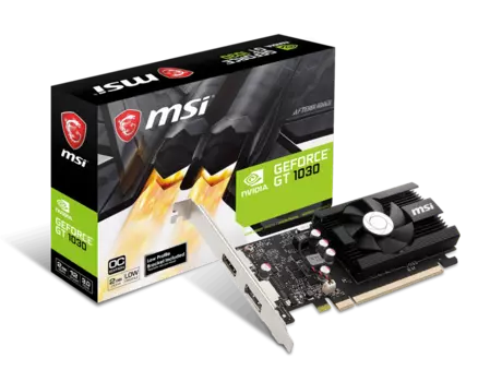 Видеокарта MSI NVIDIA GeForce GT 1030 2GD4 LP OC, 2Gb DDR4, 64 бит, PCI-E, HDMI, DP, Retail (GT 1030 2GD4 LP OC)