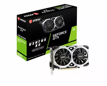 Видеокарта MSI NVIDIA GeForce GTX 1650 VENTUS XS OC, 4Gb DDR6, 128 бит, PCI-E, DVI, HDMI, DP, Retail (GTX 1650 D6 VENTUS XS OC)
