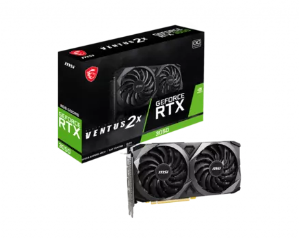 Видеокарта MSI NVIDIA GeForce RTX 3050 VENTUS 2X 8G V1, 8Gb DDR6, 128 бит, PCI-E, HDMI, 3DP, Retail (RTX 3050 VENTUS 2X 8G V1)