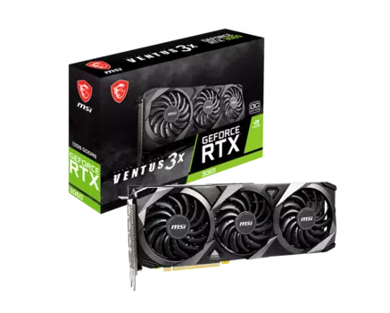 Видеокарта MSI NVIDIA GeForce RTX 3060 VENTUS 3X OC, 12Gb DDR6, 192 бит, PCI-E, HDMI, 3DP, Retail (RTX 3060 VENTUS 3X 12G OC)