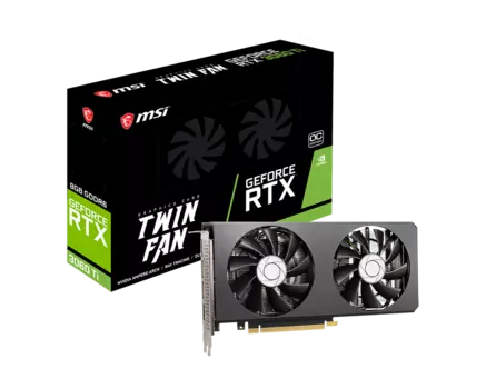 Видеокарта MSI NVIDIA GeForce RTX 3060Ti TWIN FAN OC, 8Gb DDR6, 256bit, PCI-E, HDMI, 3DP, Retail (602-V809-2070S LHR)