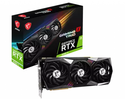 Видеокарта MSI NVIDIA GeForce RTX 3090 Ti GAMING X TRIO 24G, 24Gb DDR6X, 384bit, PCI-E, HDMI, 3DP, Retail (602-V509-03S)