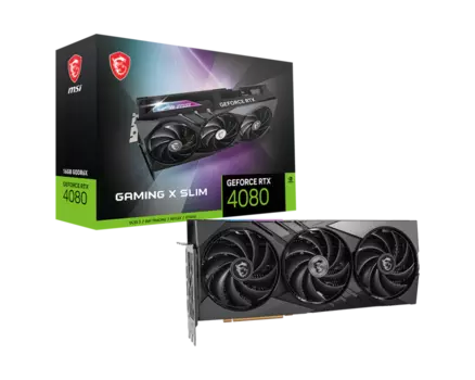 Видеокарта MSI NVIDIA GeForce RTX 4080 GAMING X SLIM 16G, 16Gb DDR6X, 256 бит, PCI-E, HDMI, 3DP, Retail (4080 16GB GAMING X SLIM)