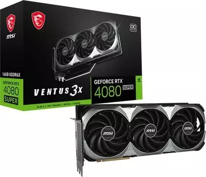 Видеокарта MSI NVIDIA GeForce RTX 4080 Super VENTUS 3X, 16Gb GDDR6X, 256 бит, PCI-E, 2HDMI, 2DP, Retail (RTX 4080 SUPER 16G VENTUS 3X)