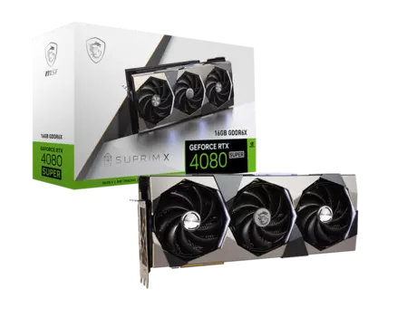Видеокарта MSI NVIDIA GeForce RTX 4080 Super SUPRIM X, 16Gb DDR6X, 256 бит, PCI-E, 2HDMI, 2DP, Retail (4080 SUPER 16G SUPRIM X)
