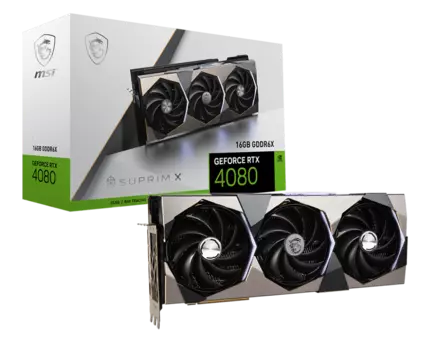 Видеокарта MSI NVIDIA GeForce RTX 4080 SUPRIM X, 16Gb DDR6X, 256 бит, PCI-E, HDMI, 3DP, Retail (RTX 4080 16GB SUPRIM X)