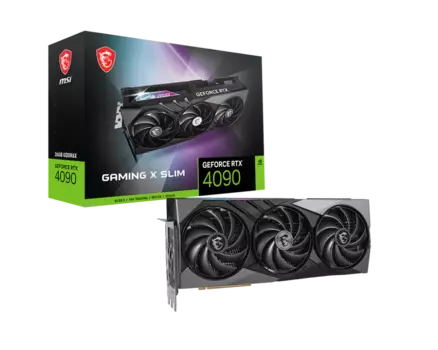 Видеокарта MSI NVIDIA GeForce RTX 4090 GAMING X SLIM, 24Gb GDDR6X, 384 бит, PCI-E, HDMI, 3DP, Retail (GeForce RTX 4090 GAMING X SLIM 24G)