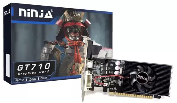 Видеокарта Ninja NVIDIA GeForce GT 710 NF71NP013F, 1Gb DDR3, 64 бит, PCI-E, VGA, DVI, HDMI, Retail (NF71NP013F)