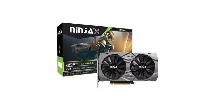 Видеокарта Ninja NVIDIA GeForce RTX 3060Ti NF306TI86F, 8Gb DDR6, 256 бит, PCI-E, HDMI, 3DP, Retail (NF306TI86F)