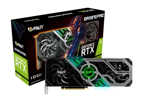 Видеокарта Palit NVIDIA GeForce RTX 3080 Gaming Pro, 10Gb DDR6X, 320bit, PCI-E, HDMI, 3DP, Retail (NED3080019IA-132AA LHR)