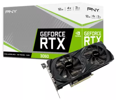 Видеокарта PNY NVIDIA GeForce RTX 3060 UPRISING , 12Gb DDR6, 192bit, PCI-E, HDMI, 3DP, Retail, LHR (VCG306012DFMPB )