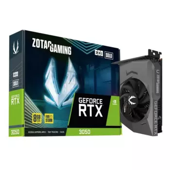 Видеокарта ZOTAC NVIDIA GeForce RTX 3050 ECO SOLO, 8Gb GDDR6, 128 бит, PCI-E, HDMI, 3DP, Retail (ZT-A30500R-10L)