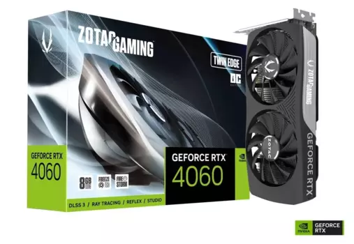 Видеокарта ZOTAC NVIDIA GeForce RTX 4060 Twin Edge OC, 8Gb DDR6, 128 бит, PCI-E, HDMI, 3DP, Retail (ZT-D40600H-10M)