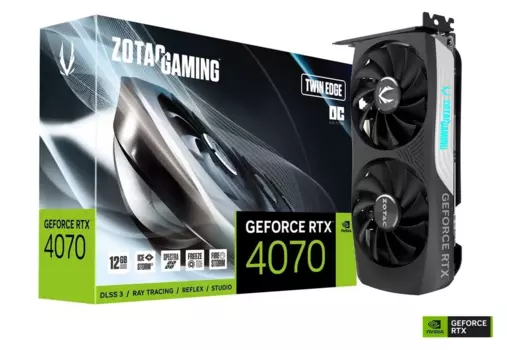 Видеокарта ZOTAC NVIDIA GeForce RTX 4070 TWIN EDGE OC , 12Gb DDR6X, 192 бит, PCI-E, HDMI, 3DP, Retail (ZT-D40700H-10M)