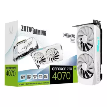 Видеокарта ZOTAC NVIDIA GeForce RTX 4070 TWIN EDGE OC WHITE ED, 12Gb GDDR6X, 192 бит, PCI-E, HDMI, 3DP, Retail (ZT-D40700Q-10M)