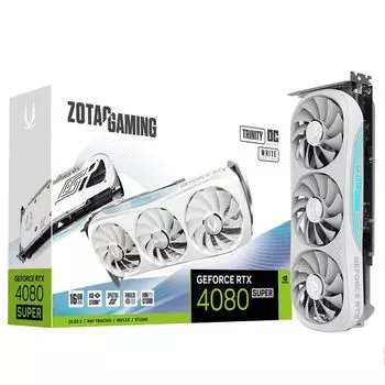 Видеокарта ZOTAC NVIDIA GeForce RTX 4080 Super TRINITY OC WHITE ED , 16Gb GDDR6X, 256 бит, PCI-E, HDMI, 3DP, Retail (ZT-D40820Q-10P)