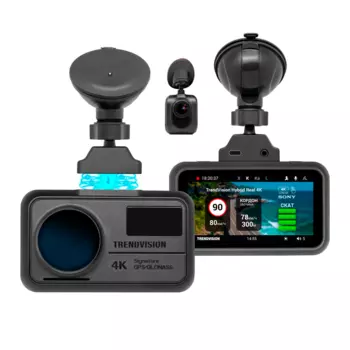 Видеорегистратор с выносными камерами TrendVision Hybrid Signature Real 4K 2CH, 2 камеры, 3840x2160 30 к/с, 170°, G-сенсор, WiFi, радар-детектор, microSD (microSDXC), черный (Hybrid Signature Real 4K 2CH)