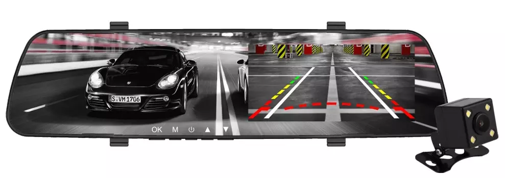 Видеорегистратор зеркало заднего вида ACV GQ151, 2 камеры, 1920x1080 30 к/с, 140°, G-сенсор, microSD (microSDHC), черный (40359)