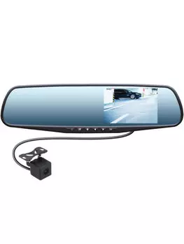 Видеорегистратор зеркало заднего вида SWAT VDR-4U, 2 камеры, 1920x1080 30 к/с, 150°, 4.3" 480x272, G-сенсор, microSD (microSDHC)