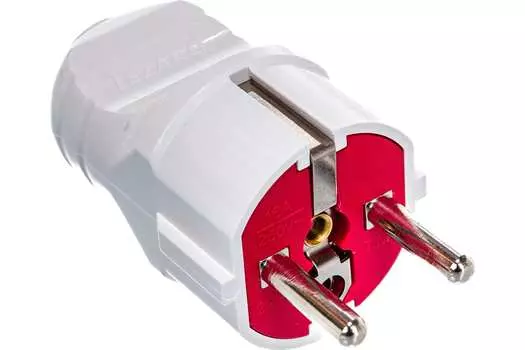 Вилка прямая Lezard, евро, 16А, с/з, IP20, белый (715-0501-605)