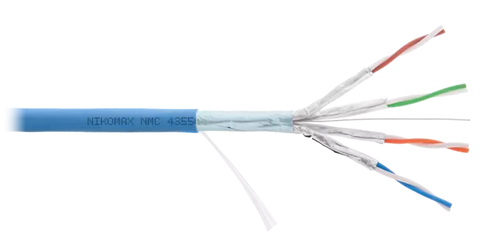Витая пара FFTP кат.6a, 4 пары, CU, 0.56 мм, 500м., внутренний, одножильный, LSZH, голубой, NIKOMAX (NMC 4355C-IB)