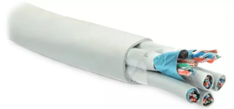 Витая пара FTP кат.5, 24 пары, CU, 0.45 мм, 1м., внутренний, одножильный, LSZH, серый, Hyperline (FUTP24W-C5-S24-IN-LSZH-GY)