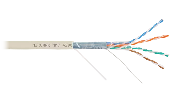 Витая пара FTP кат.5e, 4 пары, CU, 0.51 мм, 305м., внутренний, одножильный, нг(A)-LSLTx, светло-серый, NIKOMAX (NMC 4200L-IY)