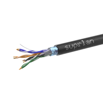 Витая пара FTP кат.5e, 4 пары, CU, 0.48 мм, 305м., внешний, одножильный, PE, черный, SUPRLAN Standart (01-1028-1)