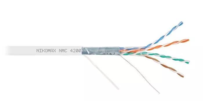 Витая пара FTP кат.5e, 4 пары, CU, 0.51 мм, 305м., внутренний, одножильный, нг(А)-HF, белый, NIKOMAX (NMC 4200C-WT)