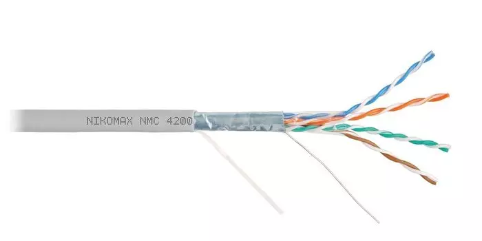 Витая пара FTP кат.5e, 4 пары, CU, 0.51 мм, 305м., внутренний, одножильный, PVC, серый, NIKOMAX (NMC 4200A-GY)