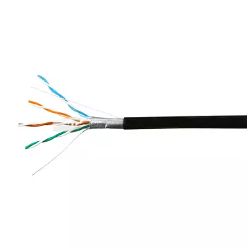 Витая пара FTP кат.5e, 4 пары, CU, 0.46 мм, 100м., внешний, одножильный, черный, SkyNet (CSL-FTP-4-CU-OUT/100)
