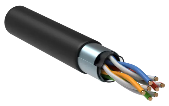 Витая пара FTP кат.5e, 4 пары, CU, 0.45 мм, 305м., внешний, одножильный, черный, ITK (BC3-C5E04-339-305-G)