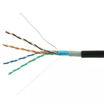 Витая пара FTP кат.5e, 4 пары, CU, 0.52 мм, 305м., внешний, одножильный, PVC, черный, Cablexpert (FPC-5051E-SO-OUT)