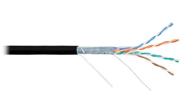 Витая пара FTP кат.5e, 4 пары, CU, 0.5 мм, 305м., внешний, одножильный, LSZH, черный, NIKOLAN (NKL 4200C-BK)