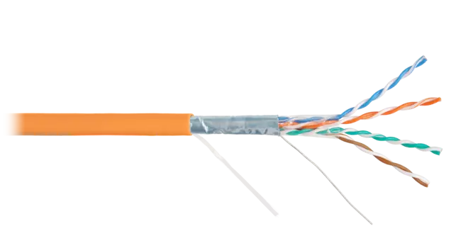 Витая пара FTP кат.5e, 4 пары, CU, 0.49 мм, 305м., внутренний, одножильный, LSZH, оранжевый, NIKOLAN (NKL 2200C-OR)
