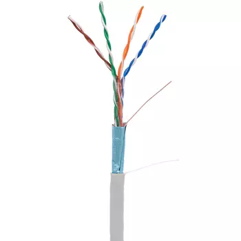 Витая пара FTP кат.5e, 4 пары, CU, 0.48 мм, 305м., внутренний, одножильный, PVC, серый, NETLAN (EC-UF004-5E-PVC-GY)