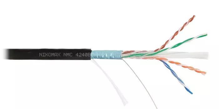 Витая пара FTP кат.6, 4 пары, CU, 0.55 мм, 305м., внешний, одножильный, PE, черный, NIKOMAX (NMC 4240B-BK)