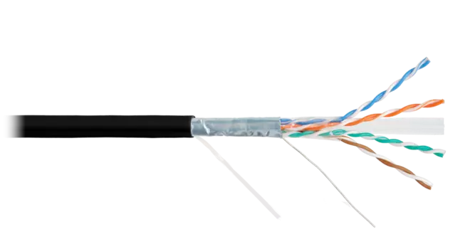 Витая пара FTP кат.6a, 4 пары, CU, 0.57 мм, 500м., внутренний/внешний, одножильный, LSZH, черный, NIKOLAN (NKL 4255C-BK)