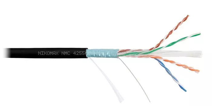 Витая пара FTP кат.6a, 4 пары, CU, 0.57 мм, 500м., внутренний/внешний, одножильный, нг(А)-HF, черный, NIKOMAX (NMC 4255C-BK)