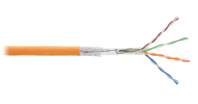 Витая пара SFTP кат.5e, 4 пары, CU, 305м., внутренний, одножильный, LSZH, оранжевый, NIKOLAN (NKL 9300C-OR)