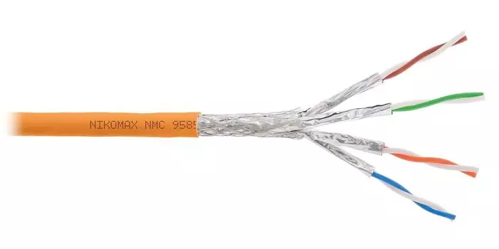 Витая пара SSTP 8, 4 пары, CU, 0.62 мм, 500м., внутренний, одножильный, нг(А)-HF, оранжевый, NIKOMAX (NMC 9585C-OR)
