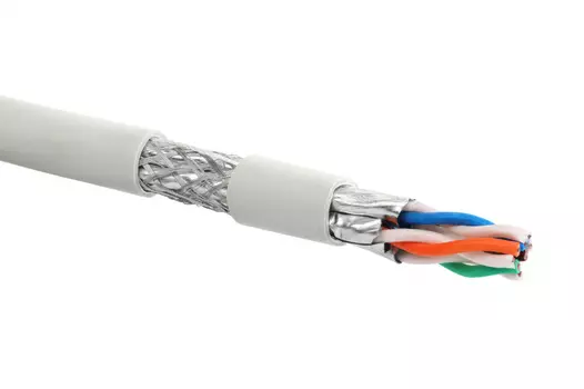 Витая пара SSTP кат.7a, 4 пары, CU, 0.58 мм, 500м., внутренний, одножильный, нг(А)-HF, серый, Eurolan 19C-SF-12WT-R500 (19C-SF-12WT-R500)