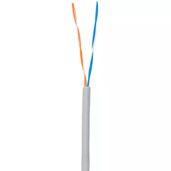 Витая пара UTP кат.5, 2 пары, CCA, 0.5 мм, 305м., внутренний, одножильный, серый, NETLAN (CCA-UU002-5-PVC-GY)