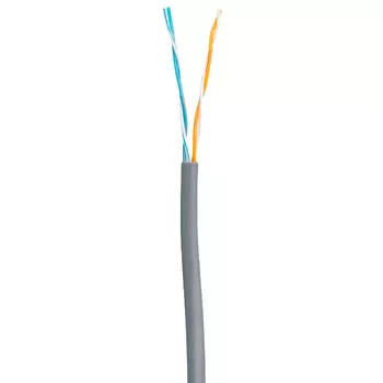 Витая пара UTP кат.5, 2 пары, CU, 0.47 мм, 305м., внутренний, одножильный, серый, NETLAN (EC-UU002-5-PVC-GY)