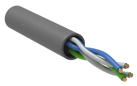 Витая пара UTP кат.5e, 2 пары, CU, 100м., внутренний, одножильный, серый, ITK (LC1-C5E02-111-100)