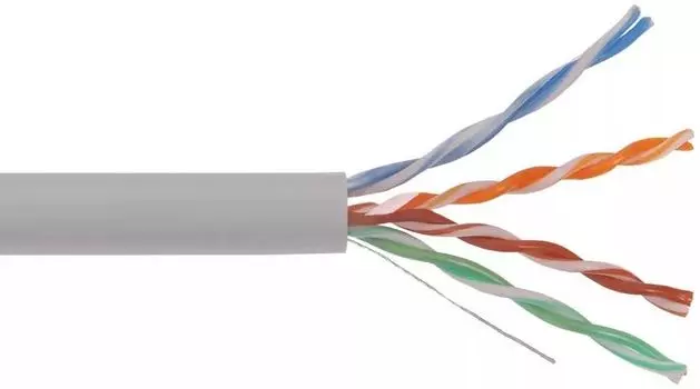 Витая пара UTP кат.5e, 4 пары, CU, 0.48 мм, 305м., внутренний, одножильный, PVC, серый, BION (BCL-U5448-181)